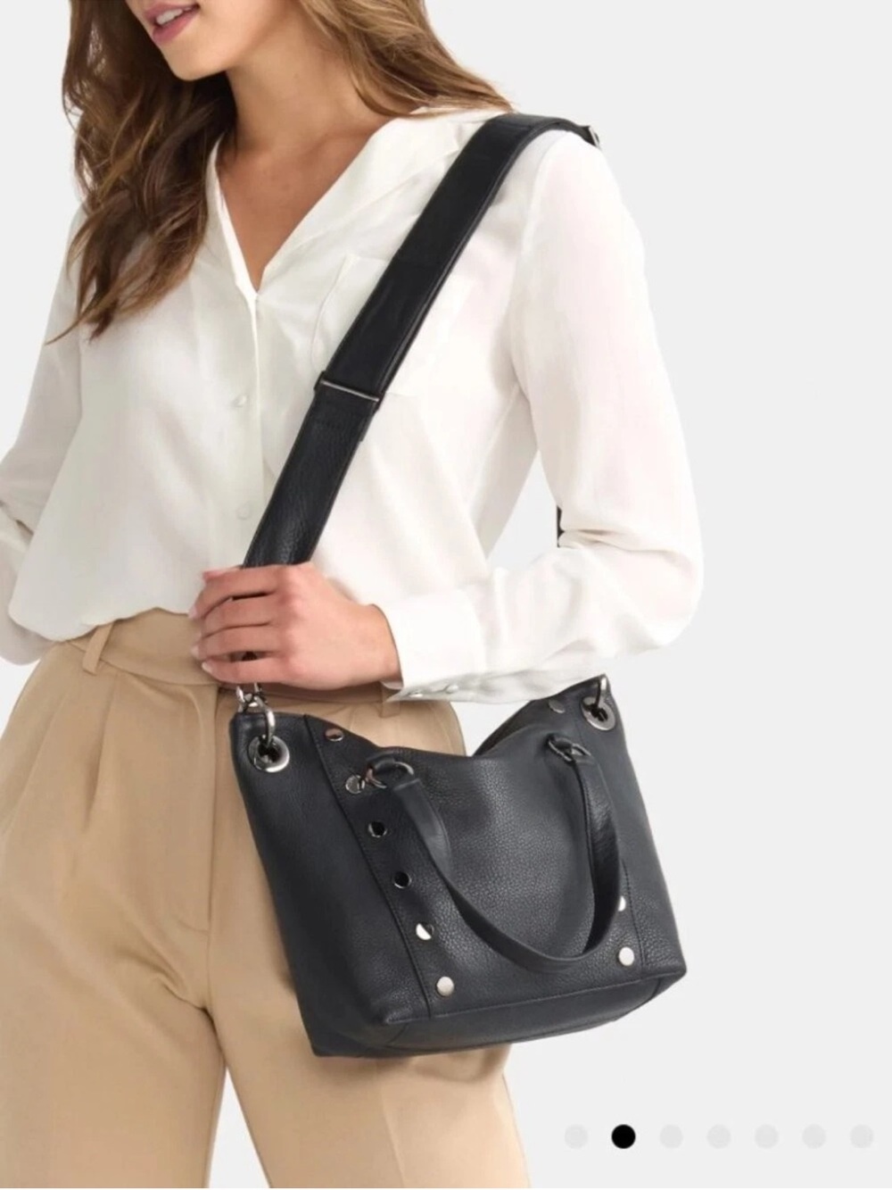 Hammitt Daniel Medium Black Pebbled Leather Shoulder Hobo with Wide Strap